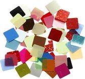 Folie mozaiektegels, afm 10x10 mm, circa 275 stuk, diverse kleuren, 10gr