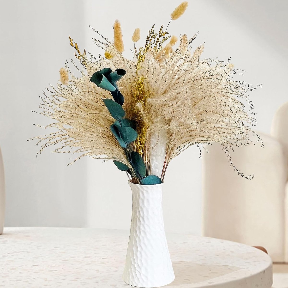 Pampasgras gedroogde decoratie, Droogbloemen bruine decoratieset, 40 cm pampasgras klein gemengd