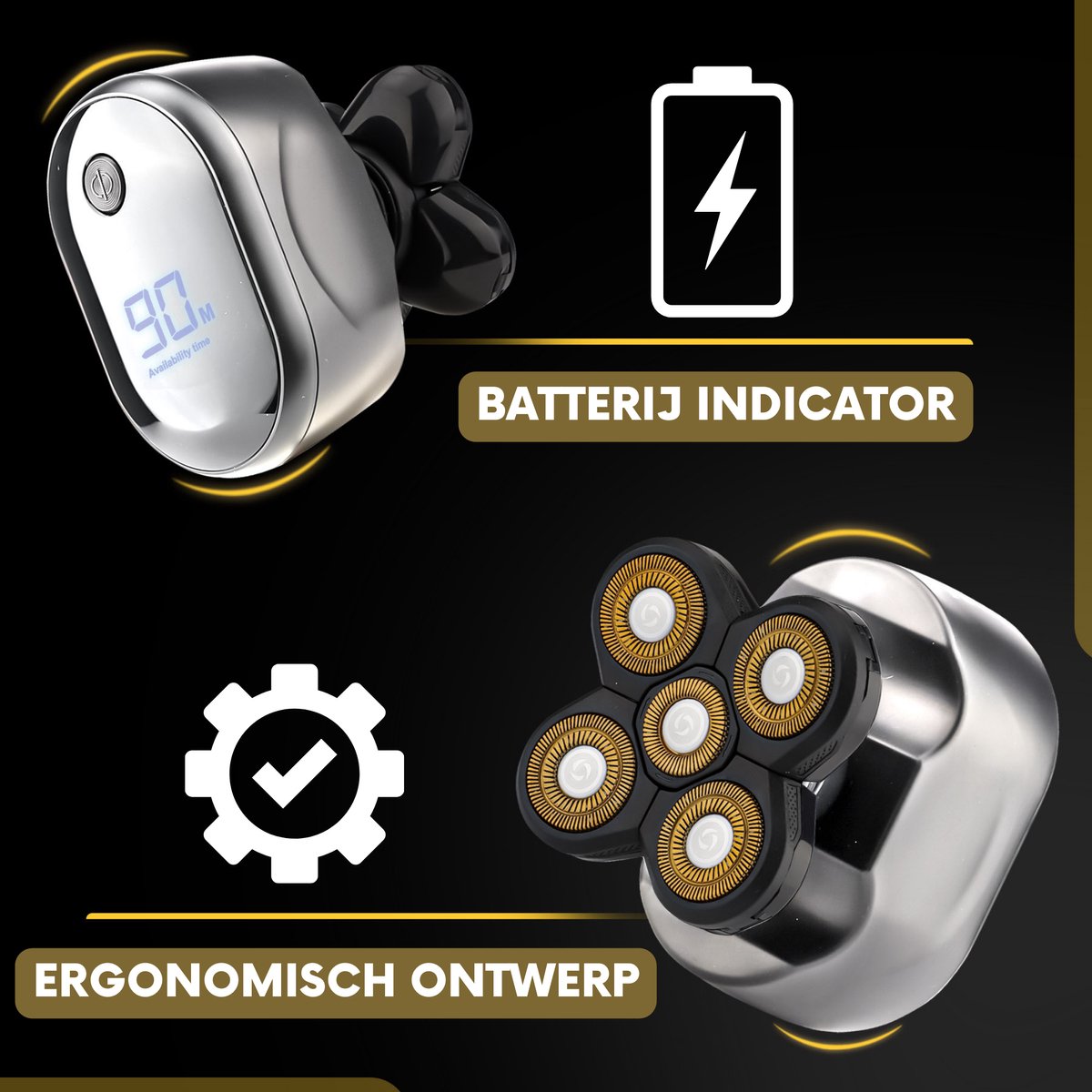 6-in-1 Scheerapparaat Mannen + Extra Scheerkop – Trimmer - Tondeuse - Sansbeauté® Skull Sharp Platinum - Electric Face & Head Shaver - Hoofd Kaal Scheren – Nat & Droog - Elektrisch thumbnail 5