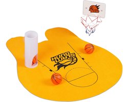 relaxdays toilet basketbal - wc basketball set - met 3 ballen - mat - mini basketbal set