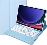 Case2go - Bluetooth Toetsenbord voor Samsung Galaxy Tab S9 Plus/S9 FE Plus (2023) - Met stylus pen houder - QWERTY Keyboard case - Licht Blauw