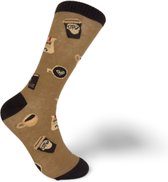 JustSockIt Koffie sokken bruin - Sokken - Leuke sokken - Vrolijke sokken - Koffie cadeau - Cadeau voor mannen - Sokken met tekst