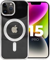 ShieldCase hoesje geschikt voor iPhone 15 Pro hoesje zilver - Magneet compatible - Hoesje met camerabescherming - Zilveren hoesje geschikt voor iPhone 15 Pro hoesje magneet zilver - Shockproof backcover hoesje