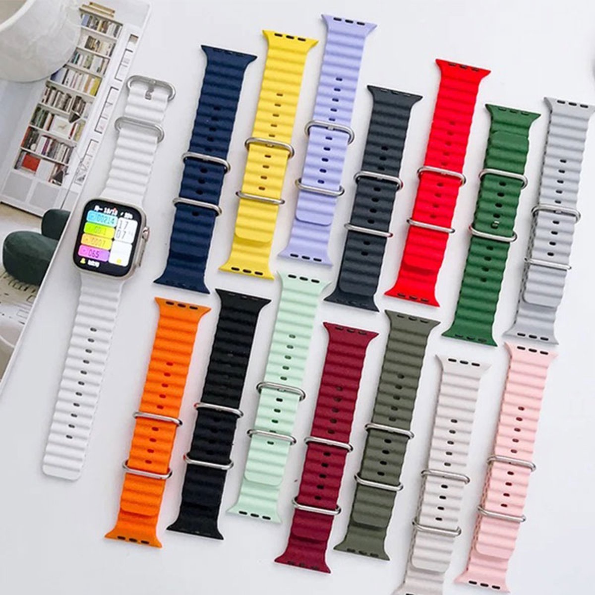 Horloge Bandje Geschikt voor Apple Watch 38-40-41 mm - Ocean Sportband - iWatch Paars Kleur - Series 1-2-3-4-5-6-SE-7