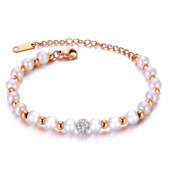 Bracelet de Perles ARA Rose - Bracelet de perles avec fermeture réglable - Bracelet femme en or rose de Sophie Siero avec coffret cadeau