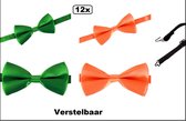 12x Vlinderstrik groen en oranje - verstelbaar -Festival thema feest party gala feest hollywood