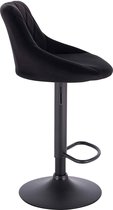 Tabouret de bar design Eumelia - Avec dossier - Velours - Robuste - Chaise de bar ergonomique - Hauteur d'assise 60 - 82 cm - Zwart - Set de 1 - Cuisine et bar - Hauteur réglable