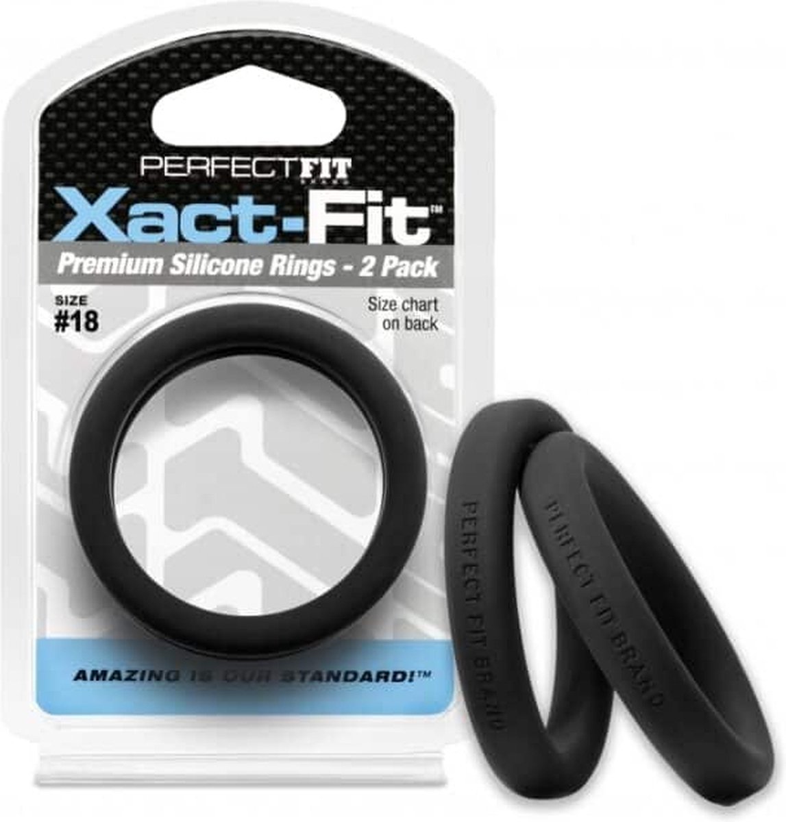 Goedkoopste 18 Xact-Fit Cockring 2-Pack - Black