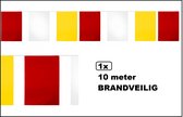 Vlaggenlijn rechthoek rood/wit/geel 10 meter PVC - BRANDVEILIG - Mega vlaggenlijn Carnaval thema feest festival evenement verjaardag