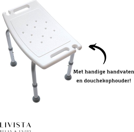 Livista® Douchekruk - In hoogte verstelbaar - Anti-slip - inclusief handvaten en douchekophouder - 120 KG Draagkracht - Livista