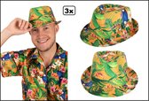 3x Chapeau imprimé Hawaï orange - Fête à thème Festival Fête amusante party hawaïenne Tropical