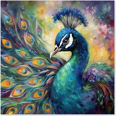 Graphic Message - Schilderij op Canvas - Pauw Kleurrijk - Prachtige Vogel