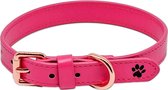 Roze Leren Halsband Hond - Roze Hondenhalsband Leer - Pretty Pink - Paw My God! - Maat L