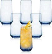 6-delige waterglazenset voor cocktails & mocktails drinkglazenset longdrinkglazen (lichtblauw 470 ml)