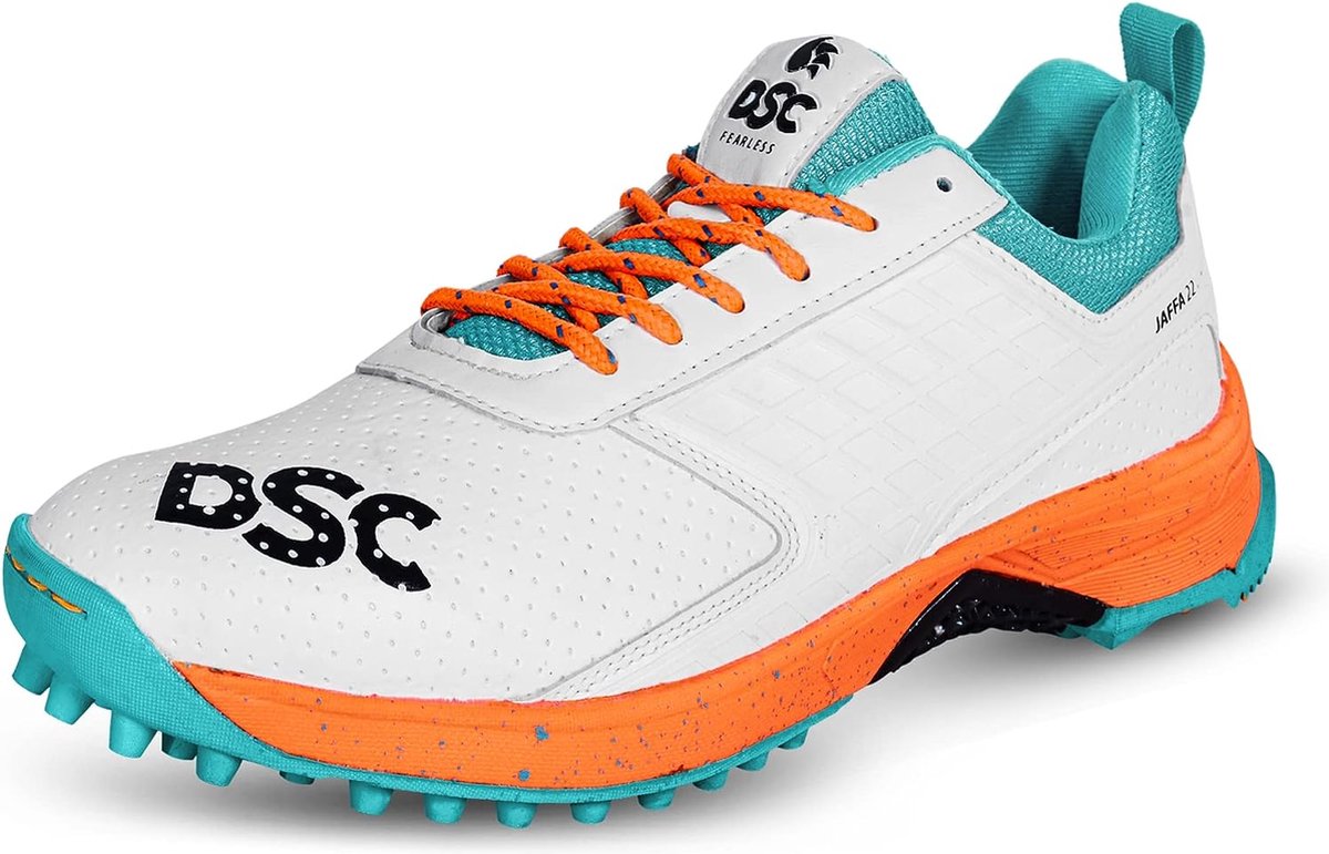 DSC Jaffa 22 Cricket Schoenen voor Mannen en Jongens EURO-43 Wit-Oranje