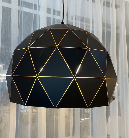 Hanglamp - Atomic - zwart metaal - gouden binnenkant - 60cm doorsnede - 3 x e27