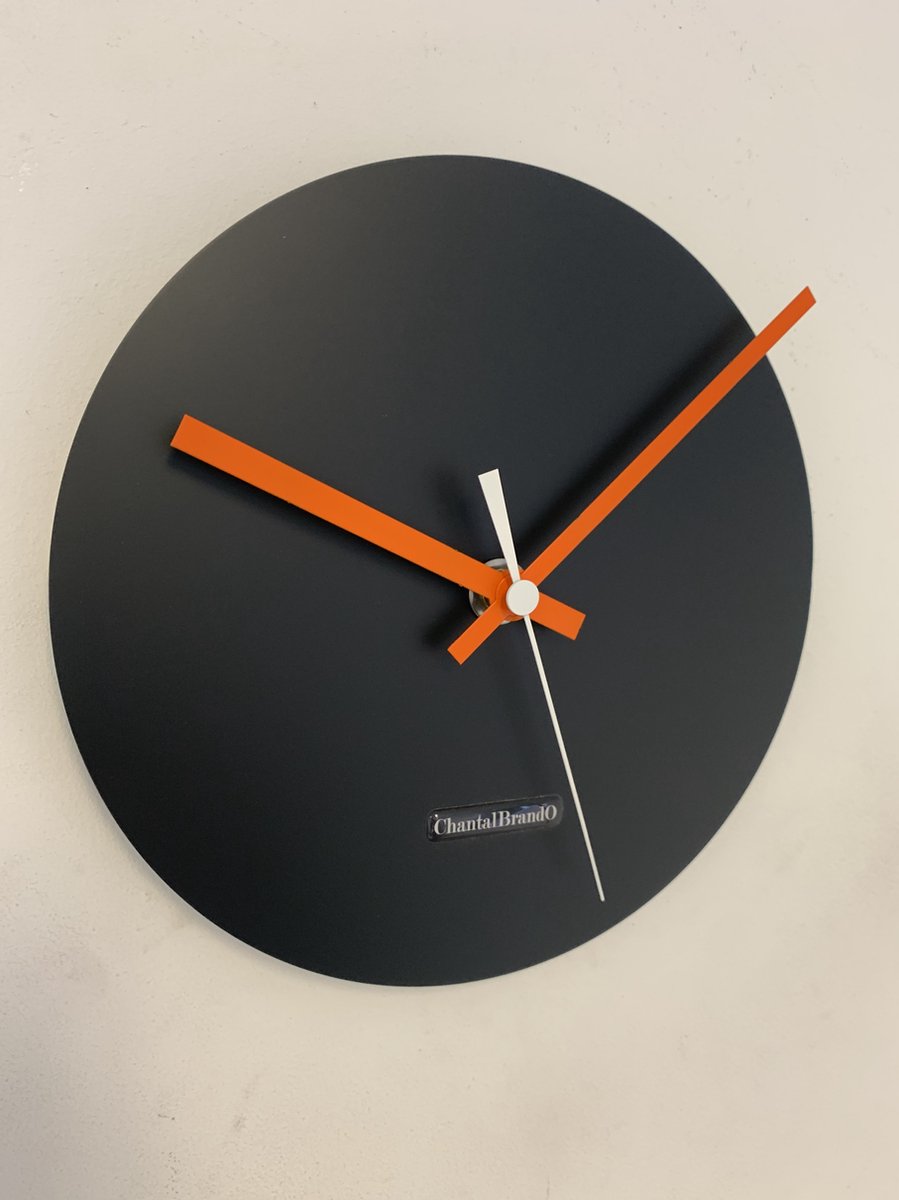 Wandklok CHANTALBRANDO -- ARGOS 24 BLACK - ZWART -- MODERN DESIGN -- MADE IN HOLLAND