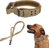 K9 Tactische hondenhalsband met handgreep, reflecterende verstelbare hondenhalsband met robuuste metalen gesp, militaire hondenhalsband en lijnset, voor middelgrote en grote honden, L