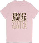 T Shirt Meisjes - Grote Zus - Big Sister Quote Print Opdruk - Roze - Maat 164