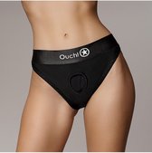 Shots - Ouch! OU828BLKXSS1 - Vibrating Strap-on Hipster - Black - XS/S