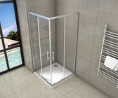 Serie Ixia - Douchecabine Rechthoek - 100x110 Schuifdeur - Chroom - Hoekinstap - 6mm Helder Glas