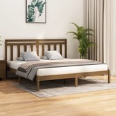 The Living Store Bed Frame Honey Brown - Solid Pine - 205.5x205.5x31 cm - Rustic Look