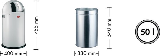 Wesco Pushboy Prullenbak - Afvalbak Wesco - 50 Liter - Zandmat