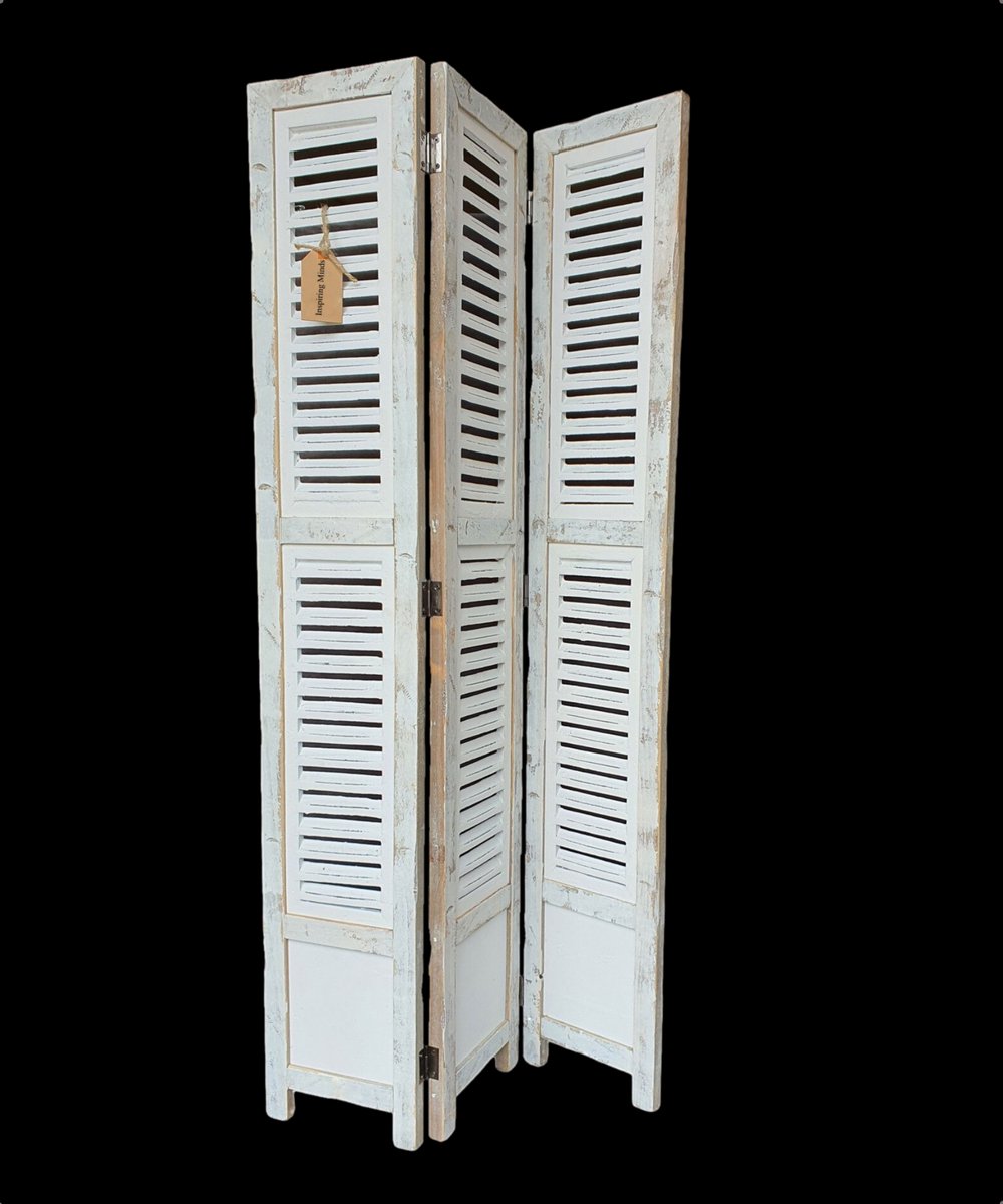 Inspiring Minds Raamscherm hout 118 cm landelijke shutter als raam scherm Ibiza White Wit 118cm