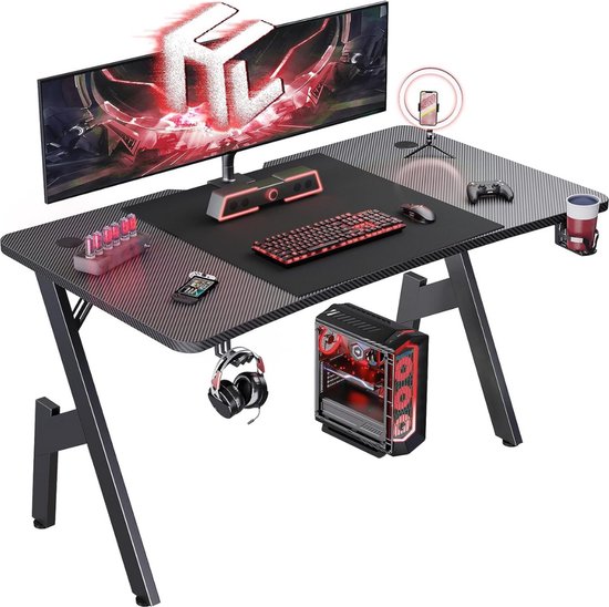 Bureau de Gaming 120 x 60 cm, table de Gaming , bureau PC stable avec  revêtement en