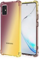 Hoesje geschikt voor Samsung Galaxy A20E - Backcover - Extra dun - Transparant - Tweekleurig - TPU - Bruin/Geel