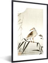Fotolijst incl. Poster - Japan - Vogel - Bladeren - Scandinavisch - 60x90 cm - Posterlijst
