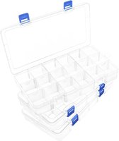 Sorteerdozen plastic opbergdoos compartimenten sorteerdoos kleine onderdelen doos voor kleine onderdelen, kralen, sieraden, oorbellen (18 gebieden x 3 stuks)