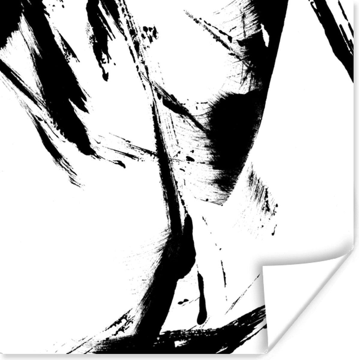 Poster Verf - Zwart - Abstract - 30x30 cm