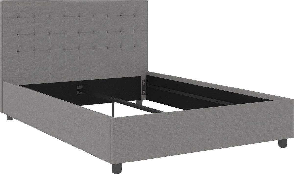 Emily|Bed 140x200 cm in Light Grey Fabric