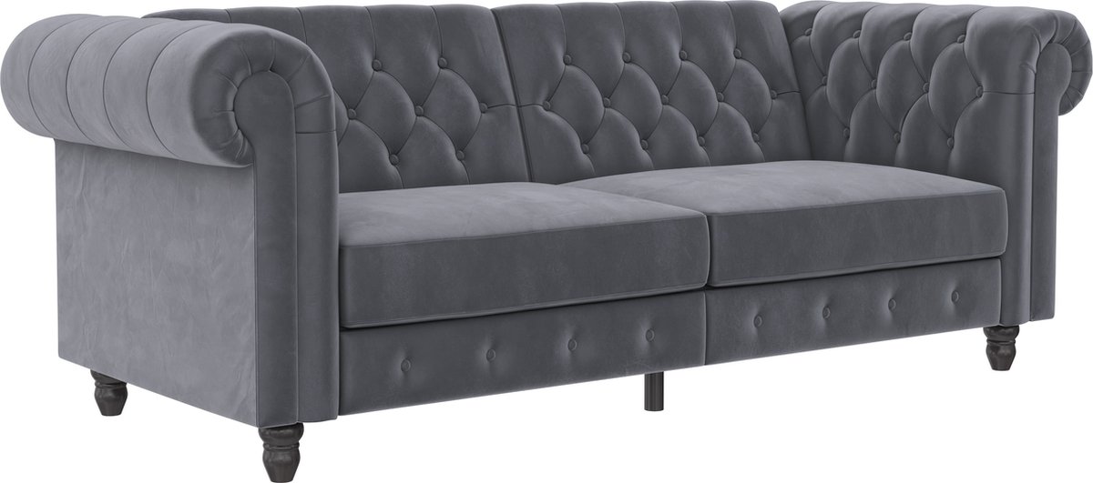 Notio Living Felix 3-Zits Slaapbank met Verstelbare Rugleuning - Antraciet Velours - 236 cm