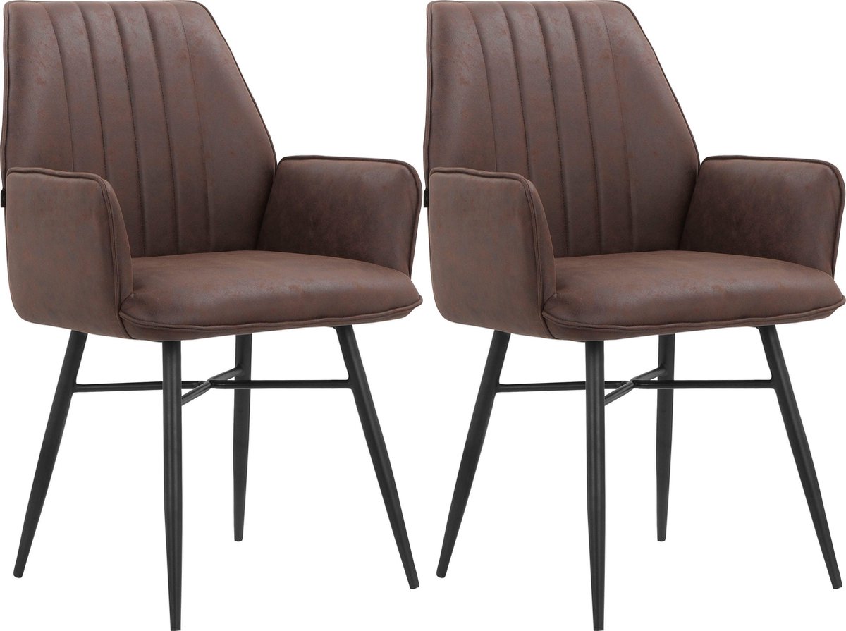 Anzo-Eetkamerstoel - 2 Pack - Bruin
