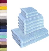 10-delige handdoekenset Elena, dolfijnblauw, 4 x handdoek, 2 x douchehanddoek, 2 x gastendoek, 2 x washandje, 100% katoen