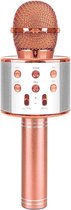 Microphone de karaoké sans fil - Microphone à condensateur professionnel - Ensemble de karaoké portable - Haut-parleur Bluetooth - Haute qualité sonore - Motif Polair bidirectionnel - Or rose