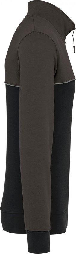 Sweatshirt Unisex 4XL WK. Designed To Work 1/4-ritskraag Lange mouw Black / Dark Grey 60% Katoen, 40% Polyester