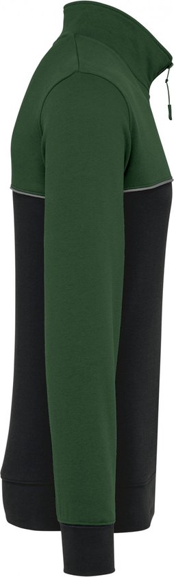 Sweatshirt Unisex XL WK. Designed To Work 1/4-ritskraag Lange mouw Black / Forest Green 60% Katoen, 40% Polyester