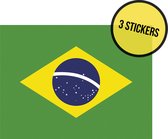 Stickers Vlag Brazilië | 10 x 7 cm | Brasil | Brazil | Braziliaanse nationale vlag | Zelfklevend | 3 stuks