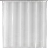 Rideau de douche Salda transparent, en film plastique écologique et recyclable (PEVA), pour douche et baignoire, imperméable, 180 x 200 cm, avec 12 anneaux de rideau de douche blancs