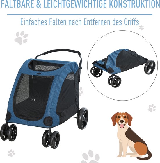 YITAHOME Stroller Foldable Cat Dog Stroller Dog Pram with Storage Basket Cup Holder Cushion Transparent Rain Cover Dog Pram for Small Dogs and Medium Dogs