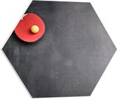 PVC Schuimplaat Hexagon - Bal op PingPong Bedje - 50x43.5 cm Foto op Hexagon (Met Ophangsysteem)