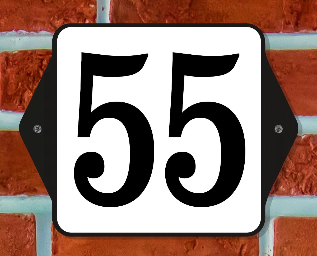 Huisnummerbord Klassiek - Nummer 55 - 14 x 11 cm - incl. bevestiging | - naambord - nummerbord - voordeur