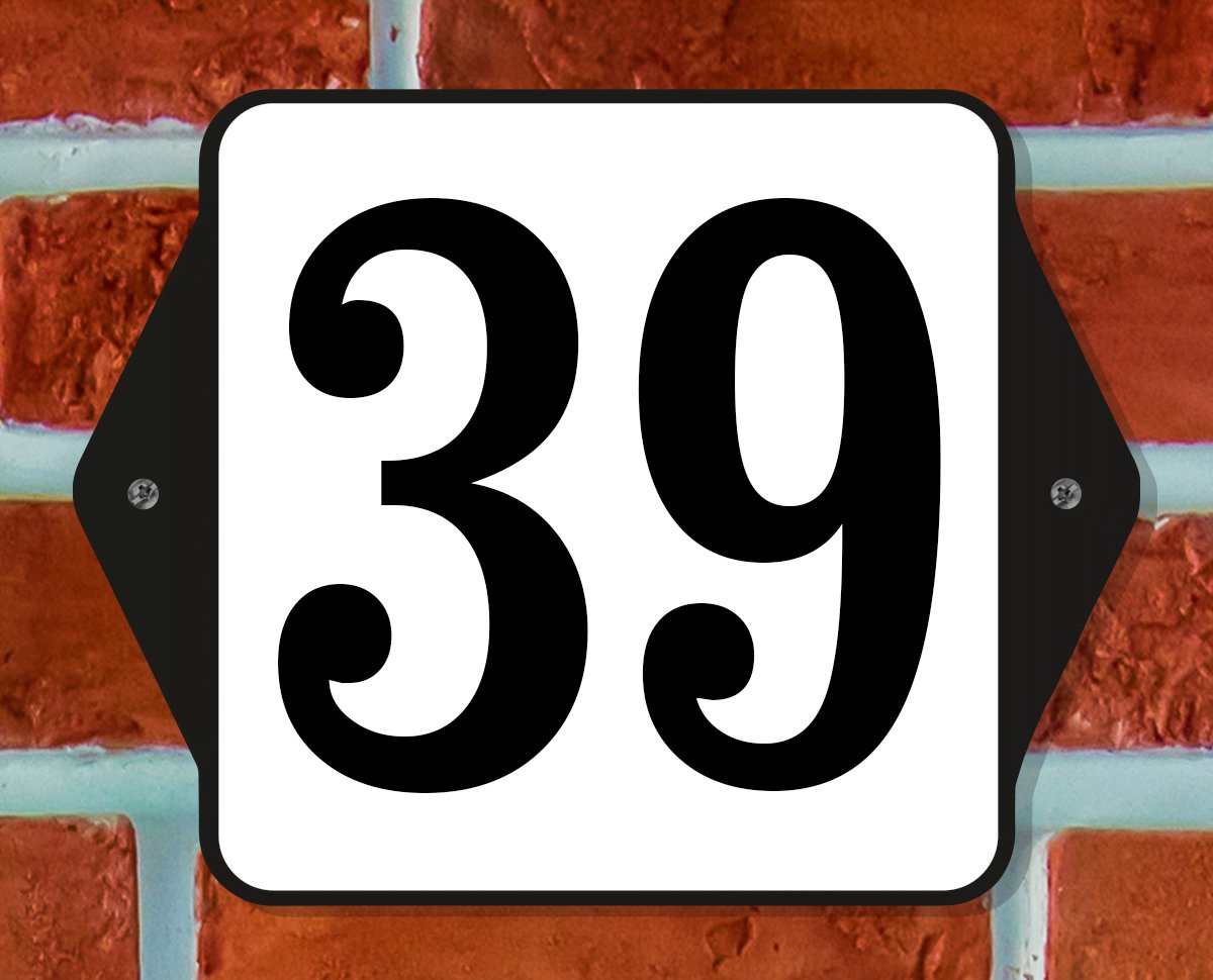 Huisnummerbord Klassiek - Nummer 39 - 14 x 11 cm - incl. bevestiging | - naambord - nummerbord - voordeur