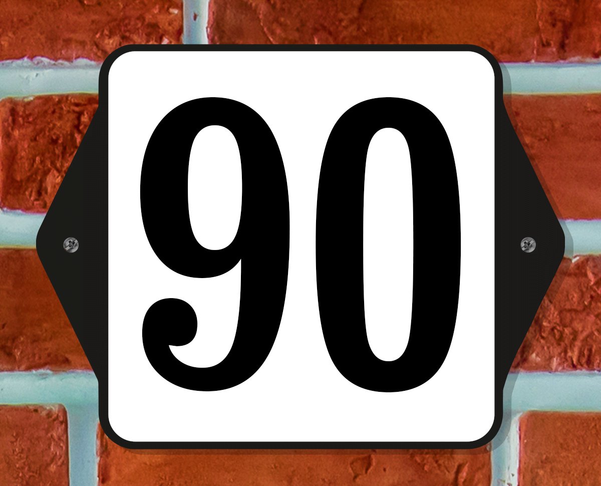 Huisnummerbord Klassiek - Nummer 90 - 14 x 11 cm - incl. bevestiging | - naambord - nummerbord - voordeur