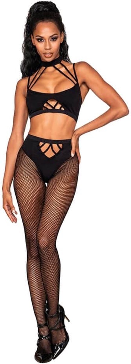 Goedkoopste Dreamgirl (All) Bralette/Pantyset met Bandjes - One Size black O/S