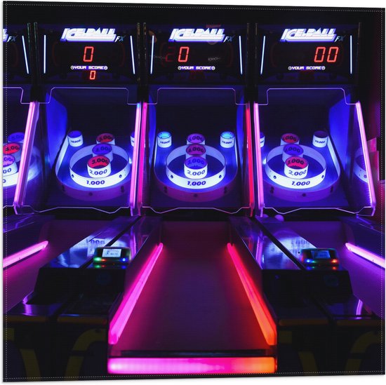 Vlag - Ballengooien Spel in Arcade Hal - 50x50 cm Foto op Polyester Vlag