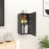 The Living Store Televisiekastenset - Hifi-kast - Hoogglans grijs - 30.5 x 30 x 30 cm - Deur links/rechts - Materiaal- bewerkt hout